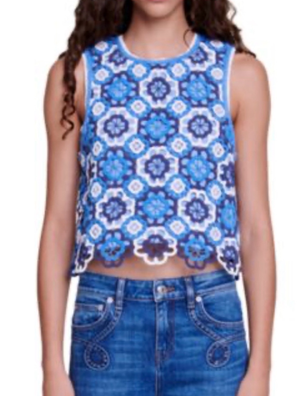 Make lorrochet Floral Crochet Crop Tank Top - Women's